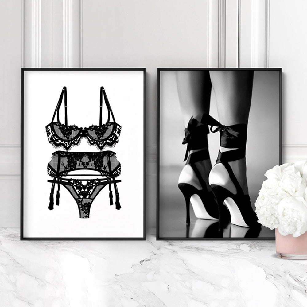 Lingerie | Eyelash Lace - Art Print, Poster, Stretched Canvas or Framed Wall Art, shown framed in a home interior space