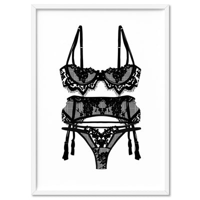 Lingerie | Eyelash Lace - Art Print, Poster, Stretched Canvas, or Framed Wall Art Print, shown in a white frame