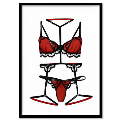 Lingerie | Scarlett - Art Print, Poster, Stretched Canvas, or Framed Wall Art Print, shown in a black frame
