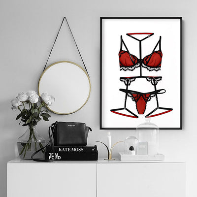 Lingerie | Scarlett - Art Print, Poster, Stretched Canvas or Framed Wall Art Prints, shown framed in a room