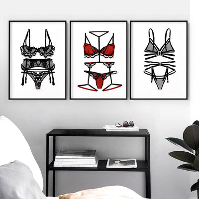Lingerie | Scarlett - Art Print, Poster, Stretched Canvas or Framed Wall Art, shown framed in a home interior space