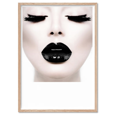 Cleopatra | Woman with Black Lips - Art Print, Poster, Stretched Canvas, or Framed Wall Art Print, shown in a natural timber frame