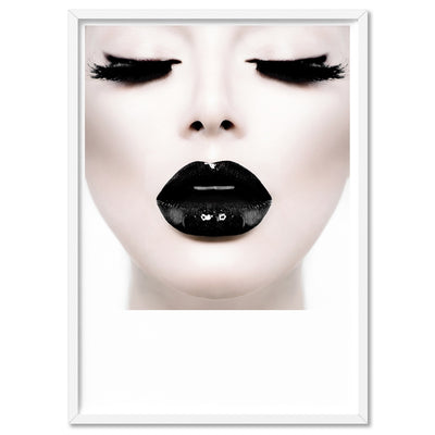 Cleopatra | Woman with Black Lips - Art Print, Poster, Stretched Canvas, or Framed Wall Art Print, shown in a white frame