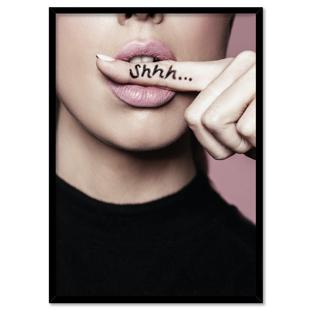 Shhh Dont Speak - Art Print, Poster, Stretched Canvas, or Framed Wall Art Print, shown in a black frame