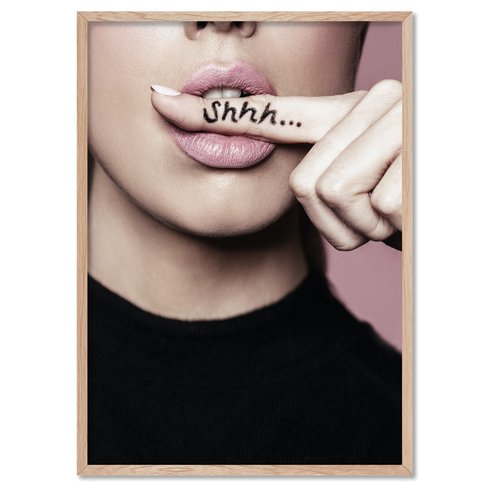 Shhh Dont Speak - Art Print, Poster, Stretched Canvas, or Framed Wall Art Print, shown in a natural timber frame