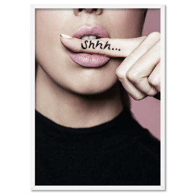 Shhh Dont Speak - Art Print, Poster, Stretched Canvas, or Framed Wall Art Print, shown in a white frame
