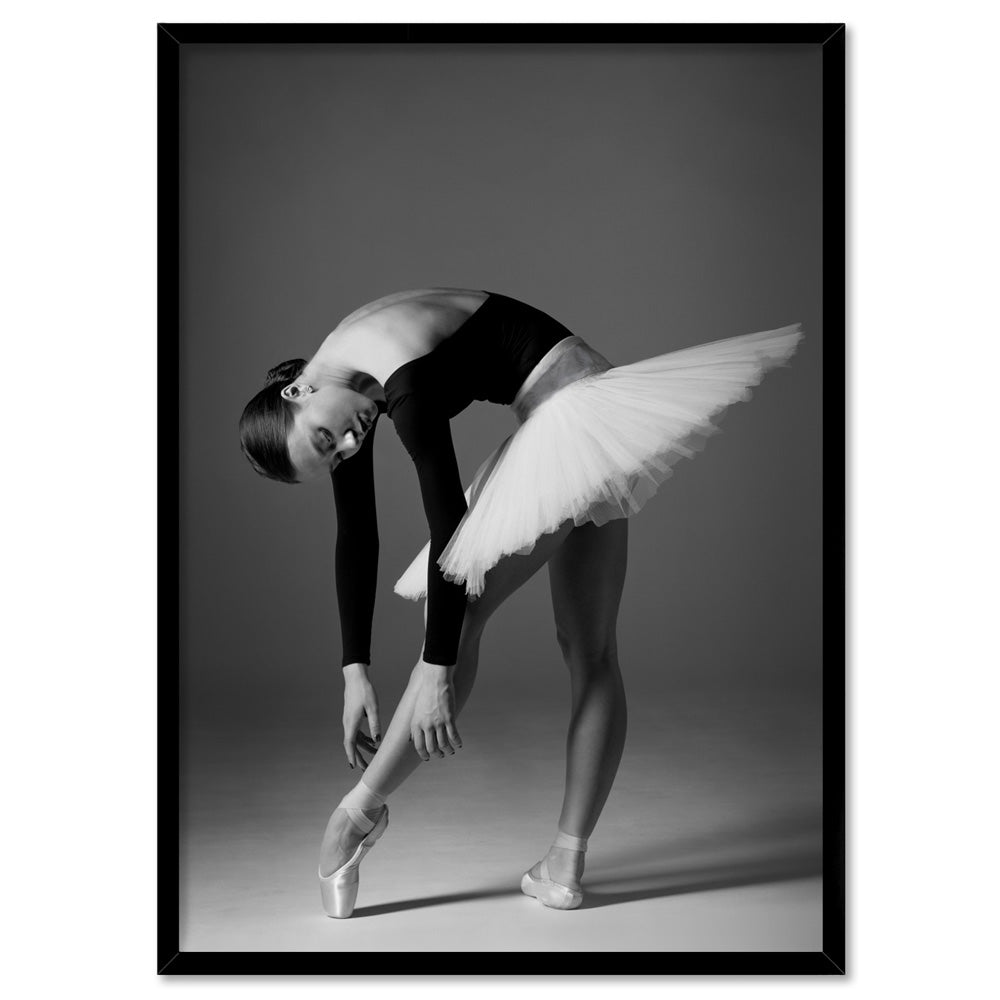 Ballerina Pose I - Art Print, Poster, Stretched Canvas, or Framed Wall Art Print, shown in a black frame