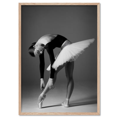 Ballerina Pose I - Art Print, Poster, Stretched Canvas, or Framed Wall Art Print, shown in a natural timber frame
