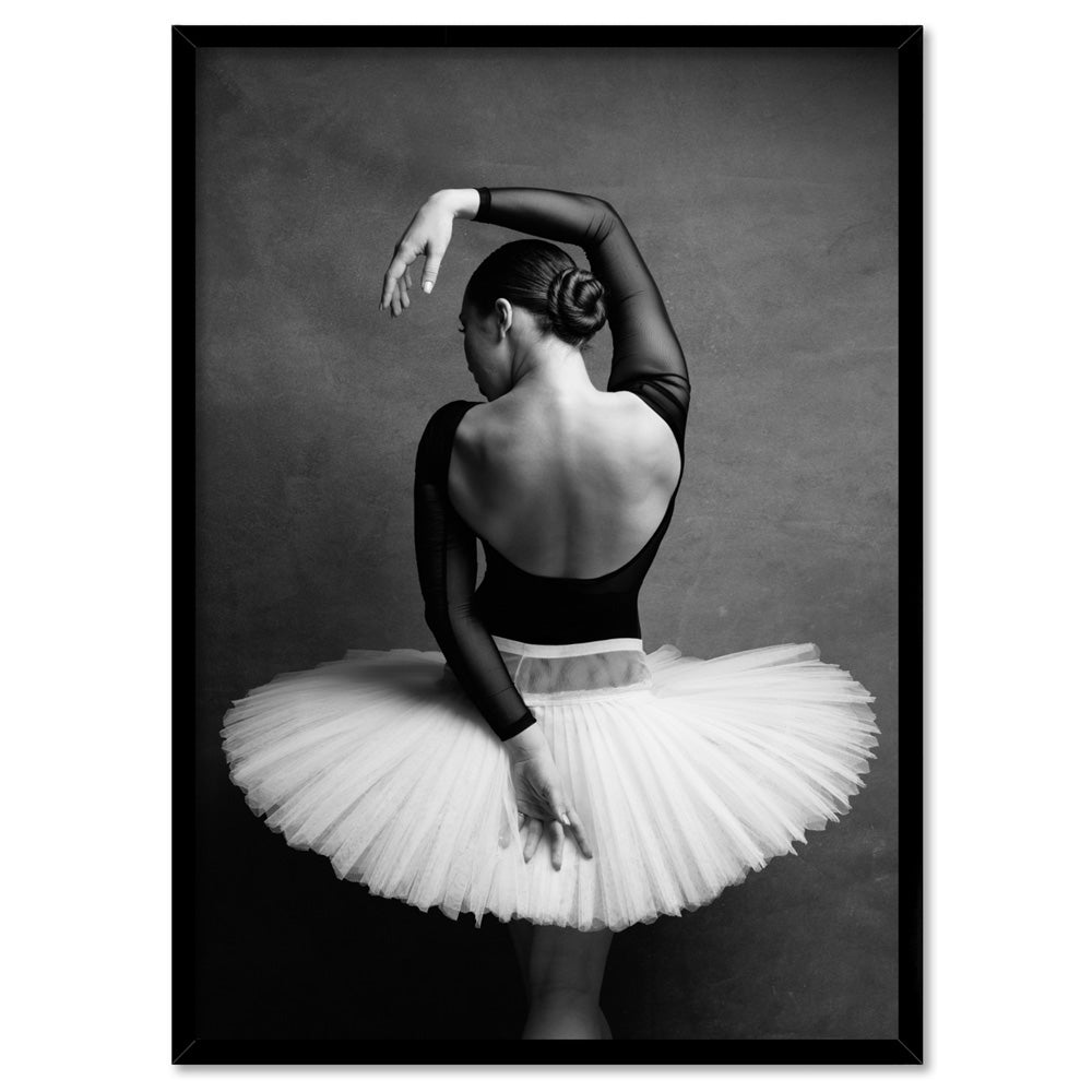 Ballerina Pose II - Art Print, Poster, Stretched Canvas, or Framed Wall Art Print, shown in a black frame