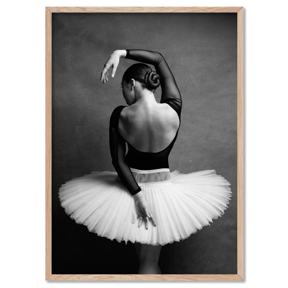 Ballerina Pose II - Art Print, Poster, Stretched Canvas, or Framed Wall Art Print, shown in a natural timber frame