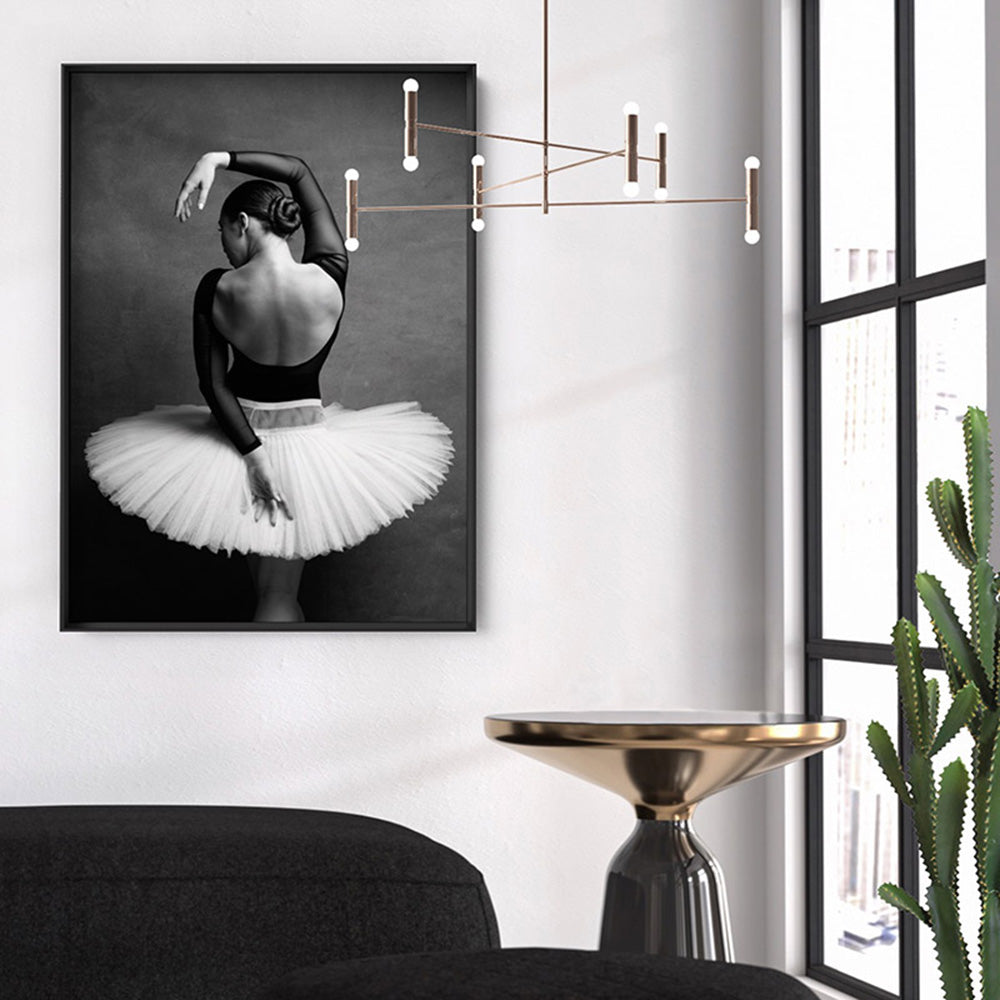 Ballerina Pose II - Art Print, Poster, Stretched Canvas or Framed Wall Art Prints, shown framed in a room