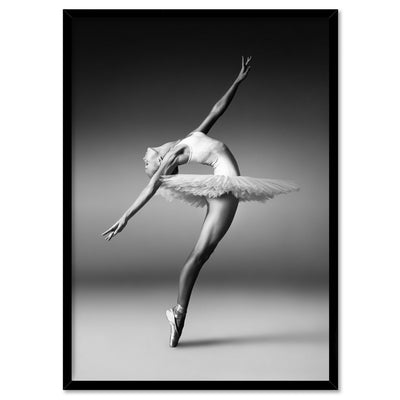 Ballerina Pose III - Art Print, Poster, Stretched Canvas, or Framed Wall Art Print, shown in a black frame