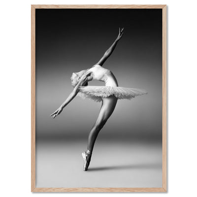 Ballerina Pose III - Art Print, Poster, Stretched Canvas, or Framed Wall Art Print, shown in a natural timber frame