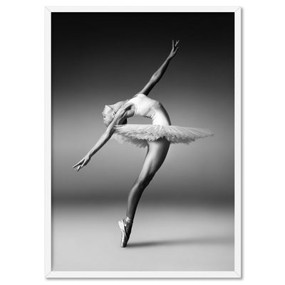 Ballerina Pose III - Art Print, Poster, Stretched Canvas, or Framed Wall Art Print, shown in a white frame