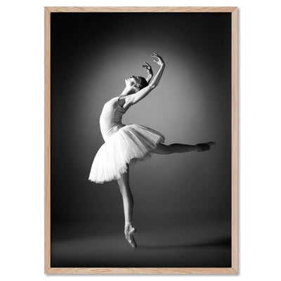 Ballerina Pose IV - Art Print, Poster, Stretched Canvas, or Framed Wall Art Print, shown in a natural timber frame