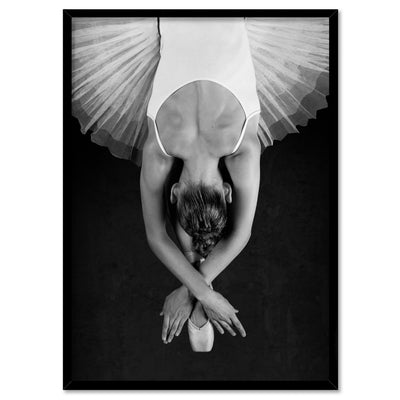 Ballerina from Behind - Art Print, Poster, Stretched Canvas, or Framed Wall Art Print, shown in a black frame