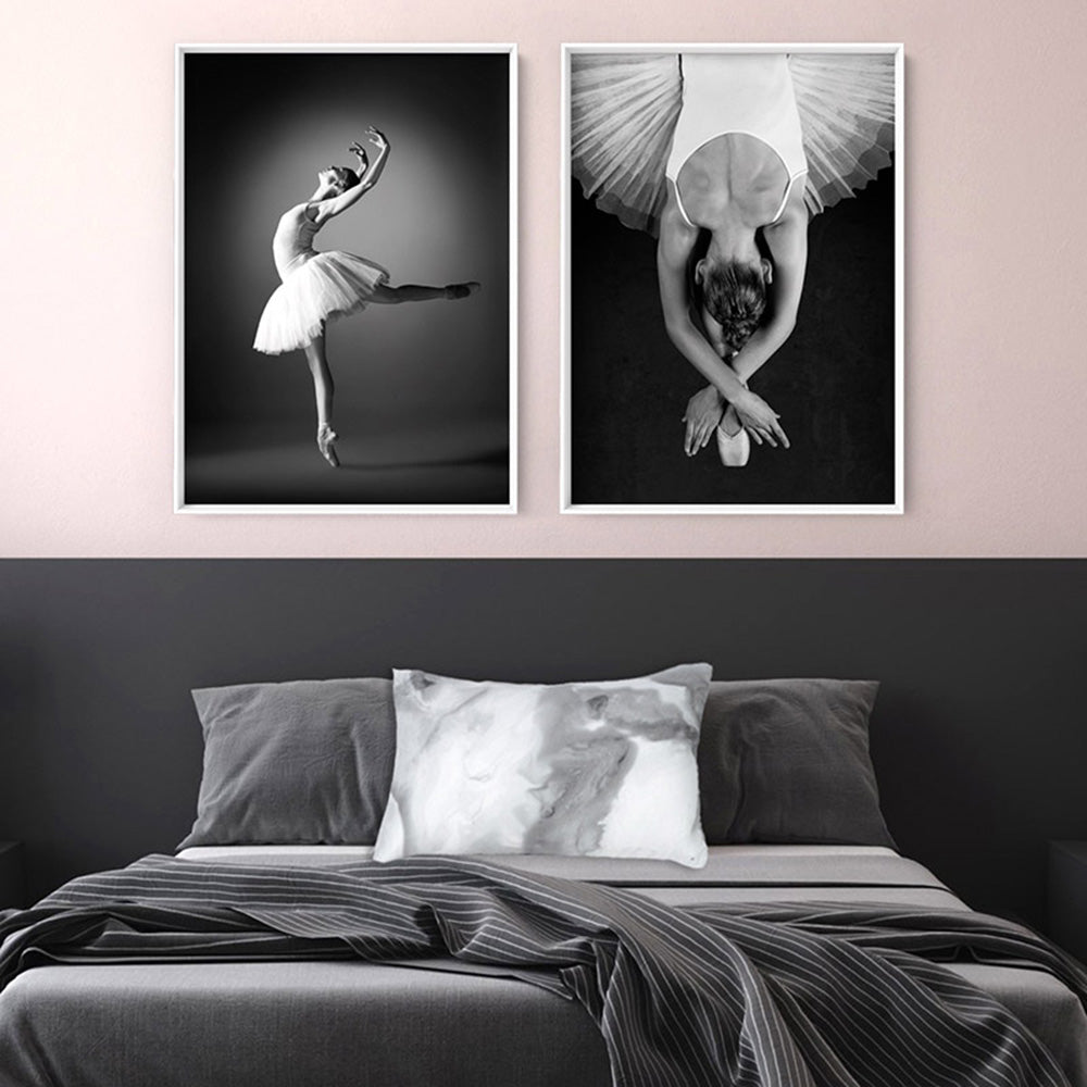 Ballerina from Behind - Art Print, Poster, Stretched Canvas or Framed Wall Art, shown framed in a home interior space