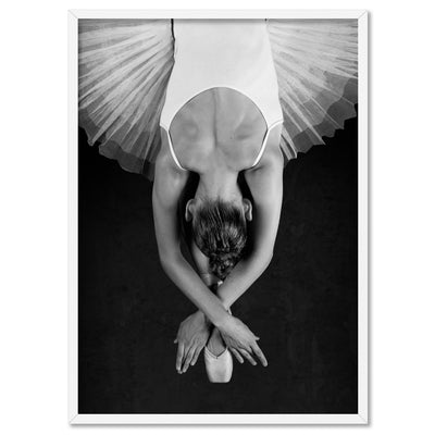 Ballerina from Behind - Art Print, Poster, Stretched Canvas, or Framed Wall Art Print, shown in a white frame
