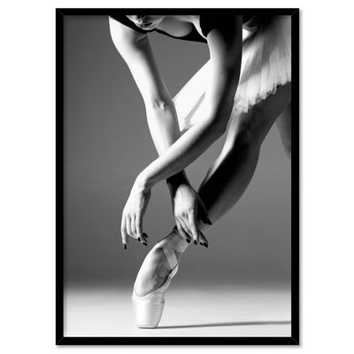 Ballerina Pose V - Art Print, Poster, Stretched Canvas, or Framed Wall Art Print, shown in a black frame