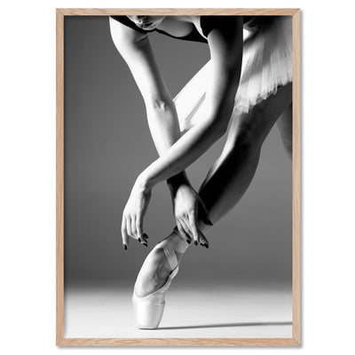 Ballerina Pose V - Art Print, Poster, Stretched Canvas, or Framed Wall Art Print, shown in a natural timber frame