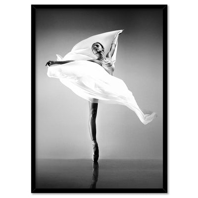 Ballerina Pose VII - Art Print, Poster, Stretched Canvas, or Framed Wall Art Print, shown in a black frame