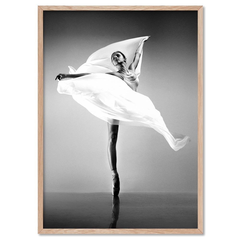 Ballerina Pose VII - Art Print, Poster, Stretched Canvas, or Framed Wall Art Print, shown in a natural timber frame