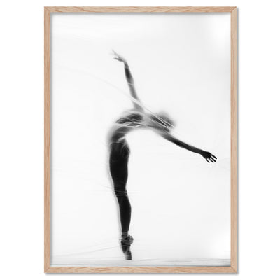 Ballerina Behind the Curtain I - Art Print, Poster, Stretched Canvas, or Framed Wall Art Print, shown in a natural timber frame