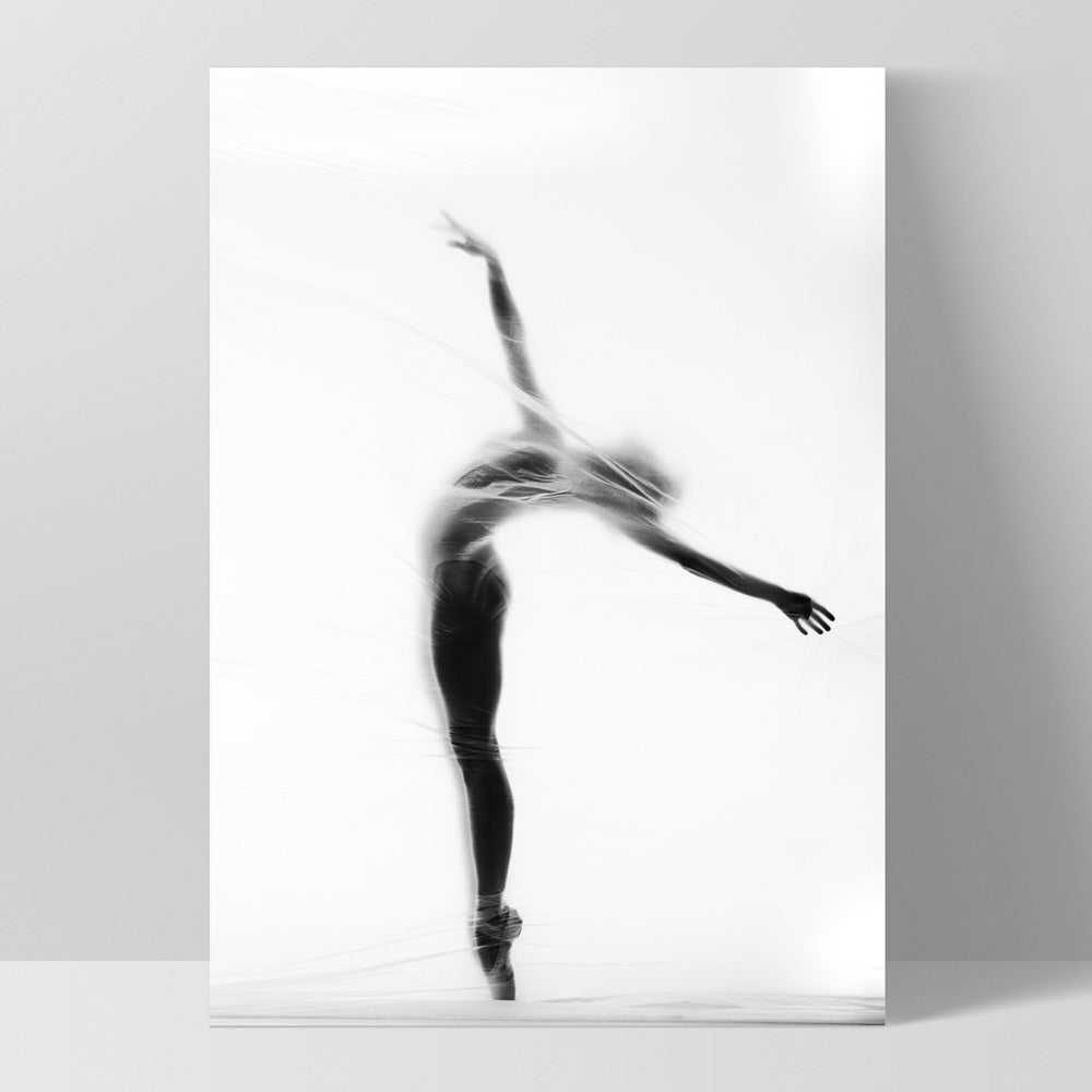 Ballerina Behind the Curtain I - Art Print, Poster, Stretched Canvas, or Framed Wall Art Print, shown as a stretched canvas or poster without a frame