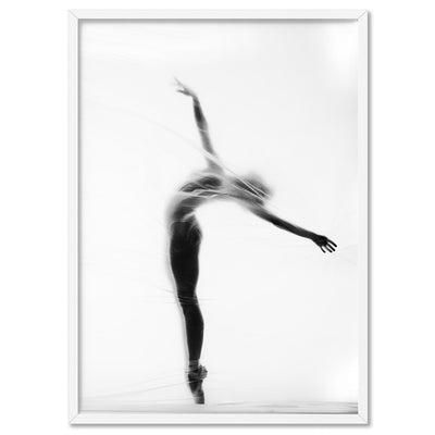 Ballerina Behind the Curtain I - Art Print, Poster, Stretched Canvas, or Framed Wall Art Print, shown in a white frame
