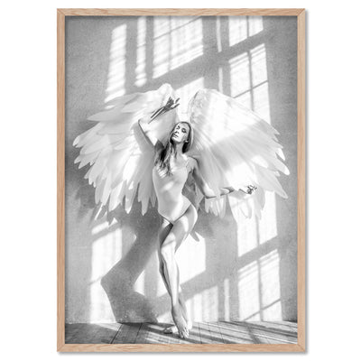 Wings of Light I - Art Print, Poster, Stretched Canvas, or Framed Wall Art Print, shown in a natural timber frame