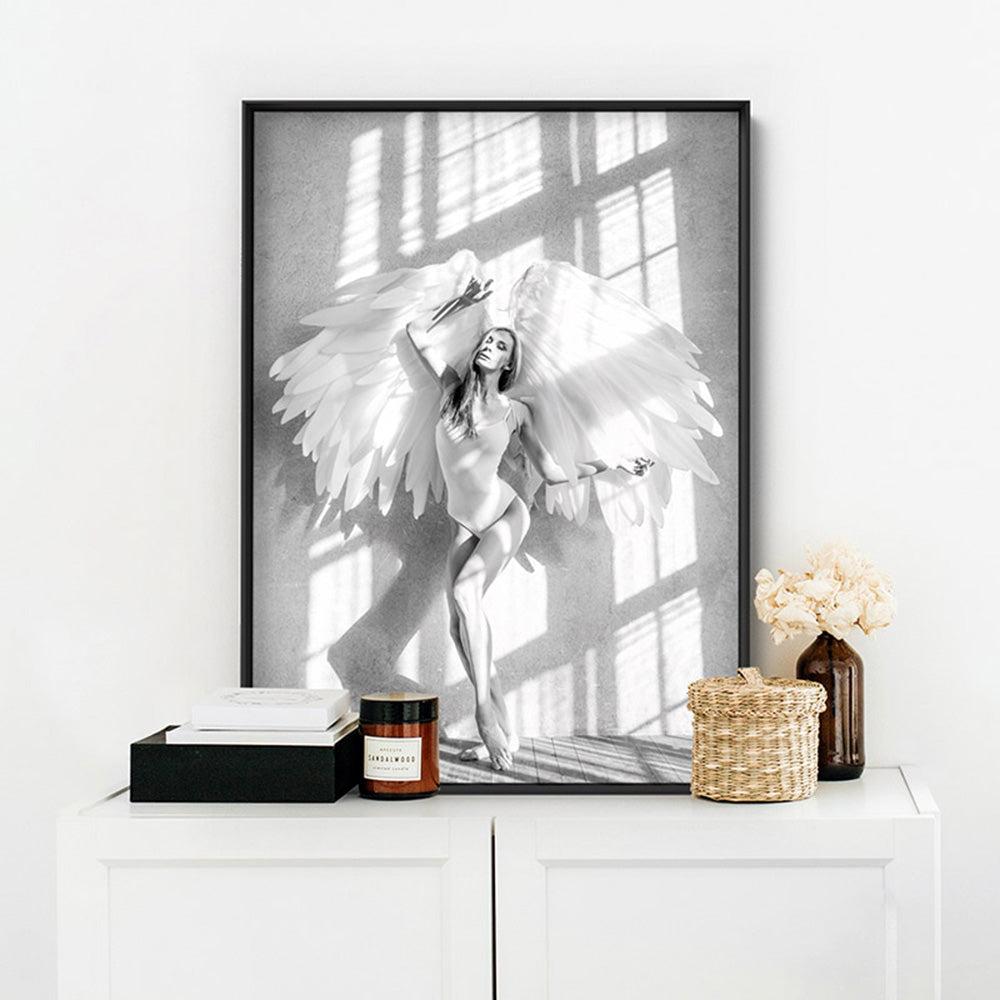Wings of Light I - Art Print, Poster, Stretched Canvas or Framed Wall Art Prints, shown framed in a room