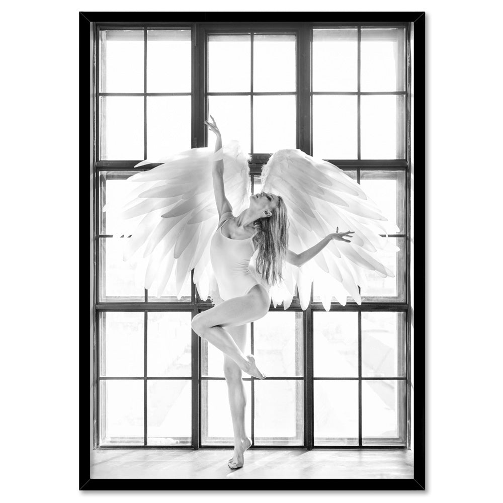 Wings of Light II - Art Print, Poster, Stretched Canvas, or Framed Wall Art Print, shown in a black frame