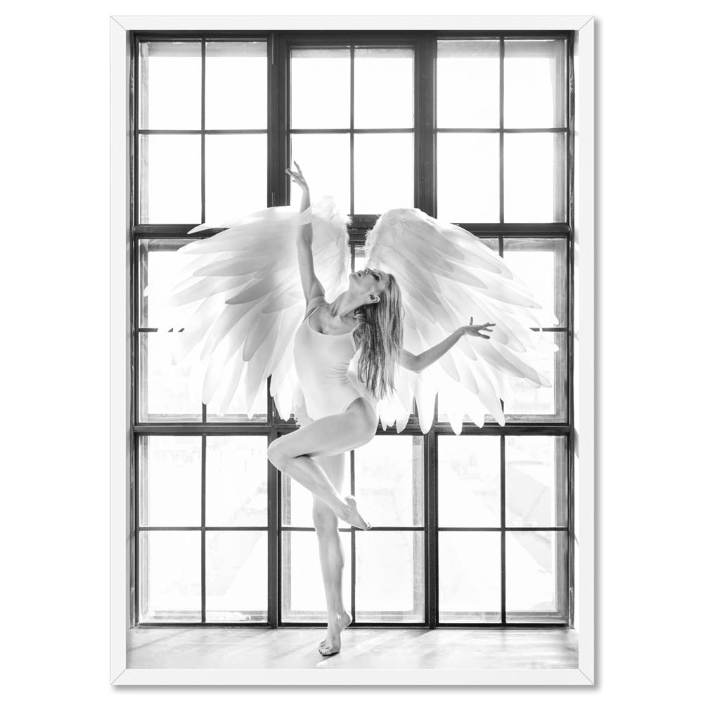 Wings of Light II - Art Print, Poster, Stretched Canvas, or Framed Wall Art Print, shown in a white frame