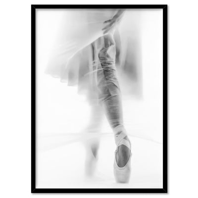 Ballerina Behind the Curtain II - Art Print, Poster, Stretched Canvas, or Framed Wall Art Print, shown in a black frame