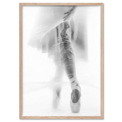Ballerina Behind the Curtain II - Art Print, Poster, Stretched Canvas, or Framed Wall Art Print, shown in a natural timber frame