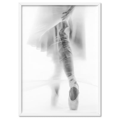 Ballerina Behind the Curtain II - Art Print, Poster, Stretched Canvas, or Framed Wall Art Print, shown in a white frame