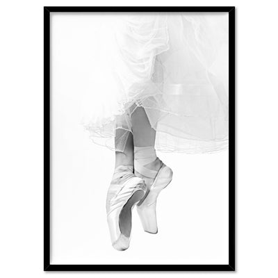 Ballerina Tiptoes I - Art Print, Poster, Stretched Canvas, or Framed Wall Art Print, shown in a black frame