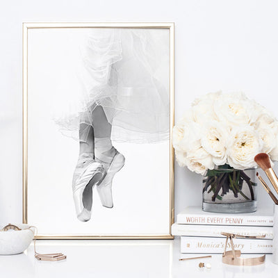 Ballerina Tiptoes I - Art Print, Poster, Stretched Canvas or Framed Wall Art Prints, shown framed in a room