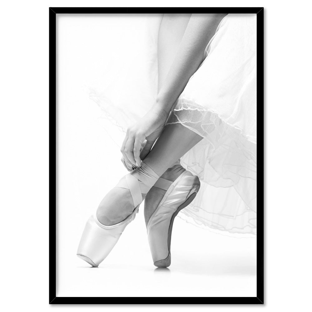 Ballerina Tiptoes II - Art Print, Poster, Stretched Canvas, or Framed Wall Art Print, shown in a black frame