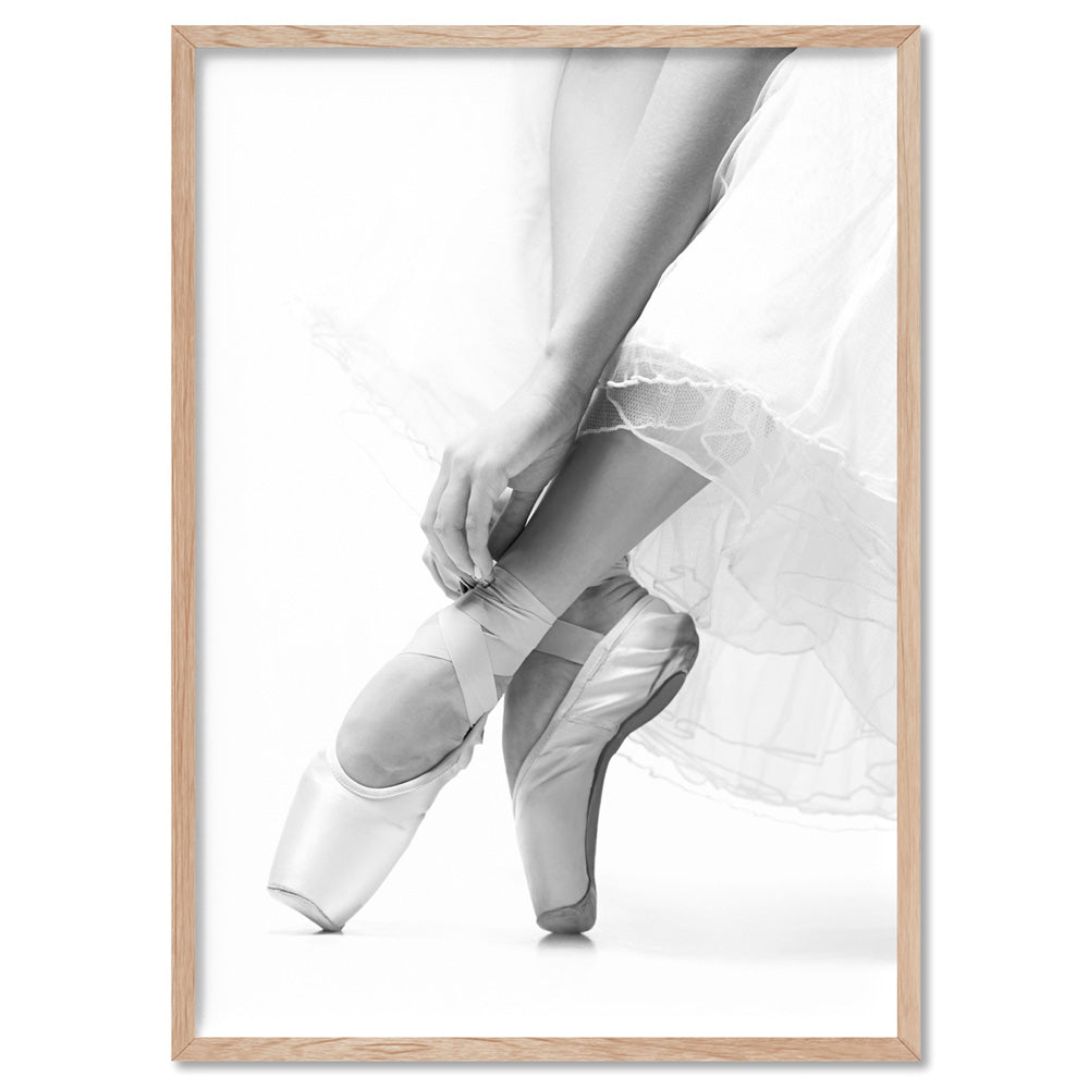 Ballerina Tiptoes II - Art Print, Poster, Stretched Canvas, or Framed Wall Art Print, shown in a natural timber frame