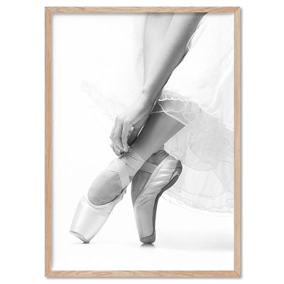 Ballerina Tiptoes II - Art Print, Poster, Stretched Canvas, or Framed Wall Art Print, shown in a natural timber frame