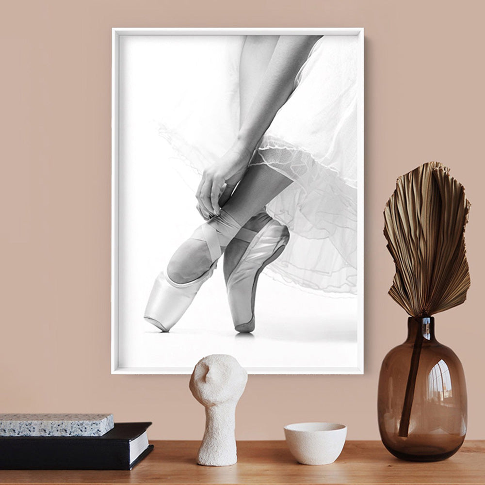 Ballerina Tiptoes II - Art Print, Poster, Stretched Canvas or Framed Wall Art Prints, shown framed in a room