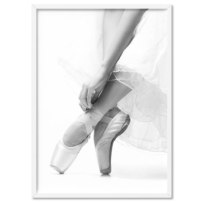 Ballerina Tiptoes II - Art Print, Poster, Stretched Canvas, or Framed Wall Art Print, shown in a white frame