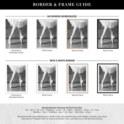 Ballerina Close up - Art Print, Poster, Stretched Canvas or Framed Wall Art, Showing White , Black, Natural Frame Colours, No Frame (Unframed) or Stretched Canvas, and With or Without White Borders