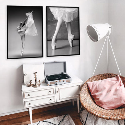 Ballerina Close up - Art Print, Poster, Stretched Canvas or Framed Wall Art, shown framed in a home interior space