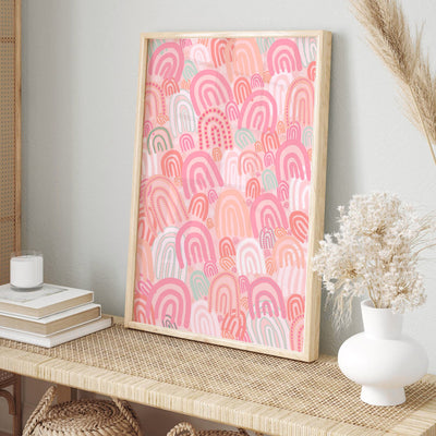 I am Female | Blush - Art Print by Leah Cummins, Poster, Stretched Canvas or Framed Wall Art Prints, shown framed in a room