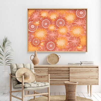 Spinifex on Country | Orange - Art Print by Leah Cummins, Poster, Stretched Canvas or Framed Wall Art Prints, shown framed in a room