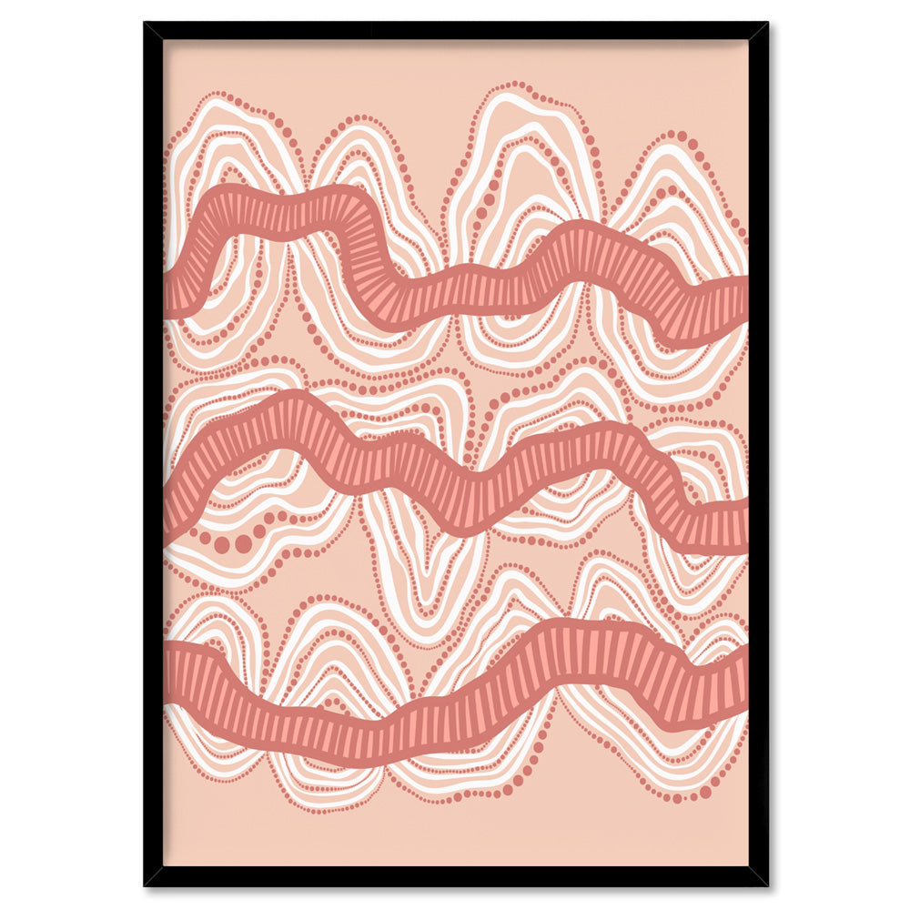 Shape of Country Mountains | Blush - Art Print by Leah Cummins, Poster, Stretched Canvas, or Framed Wall Art Print, shown in a black frame