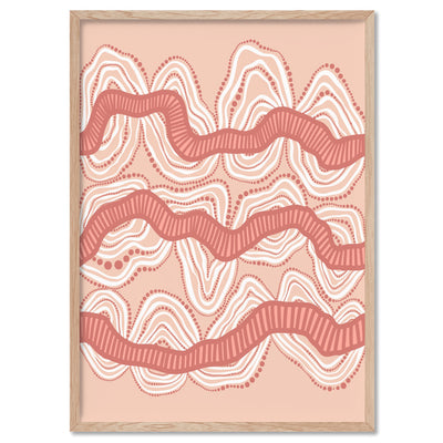 Shape of Country Mountains | Blush - Art Print by Leah Cummins, Poster, Stretched Canvas, or Framed Wall Art Print, shown in a natural timber frame