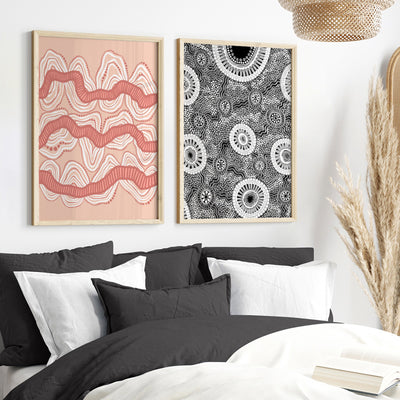 Shape of Country Mountains | Blush - Art Print by Leah Cummins, Poster, Stretched Canvas or Framed Wall Art, shown framed in a home interior space